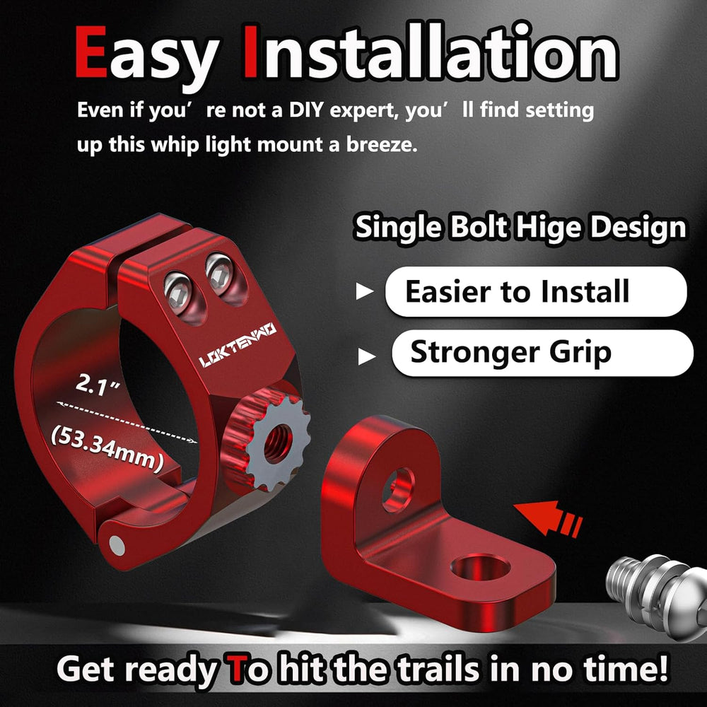 LOKTENWO 2 PCS Solid Heavy Whip Light Mount 360ยฐAdjustable Light Bar Mounting...