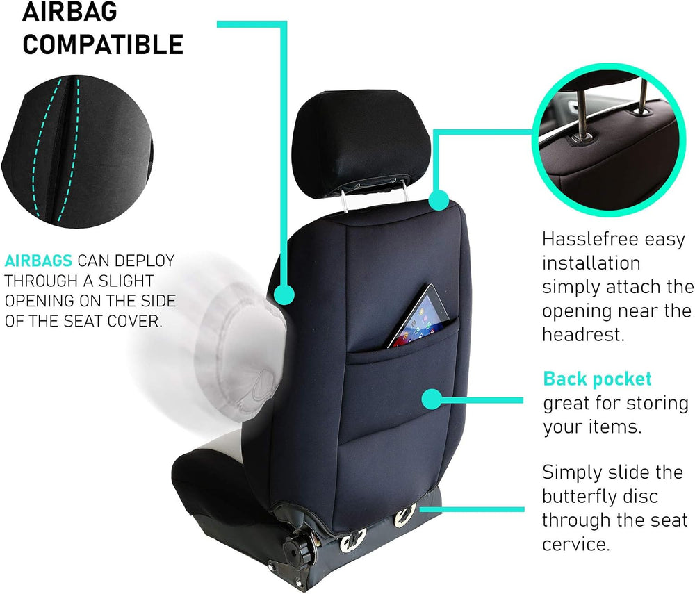 FH Group Front Set Neoprene Car Seat Cover for Low Back Seats with Removable ...