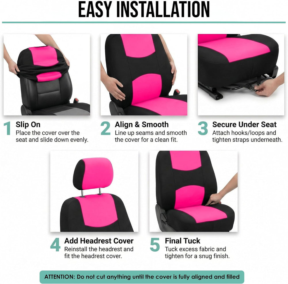 FH Group Bright Flat Cloth Full Set Automotive Seat Covers Front Set and Rear...