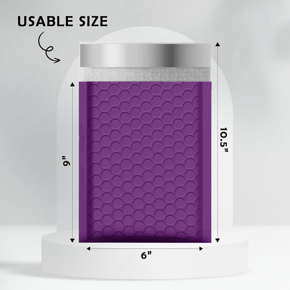 Yens Bulk Purple Poly Bubble Mailers 6x10 250 Pack Usable 6x9