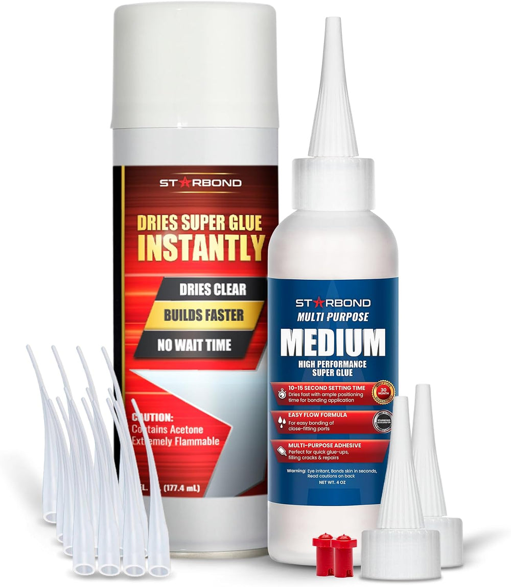 Starbond Medium CA Glue with Activator Bundle (4 oz. + 6 oz.) โ Premium Cyano...