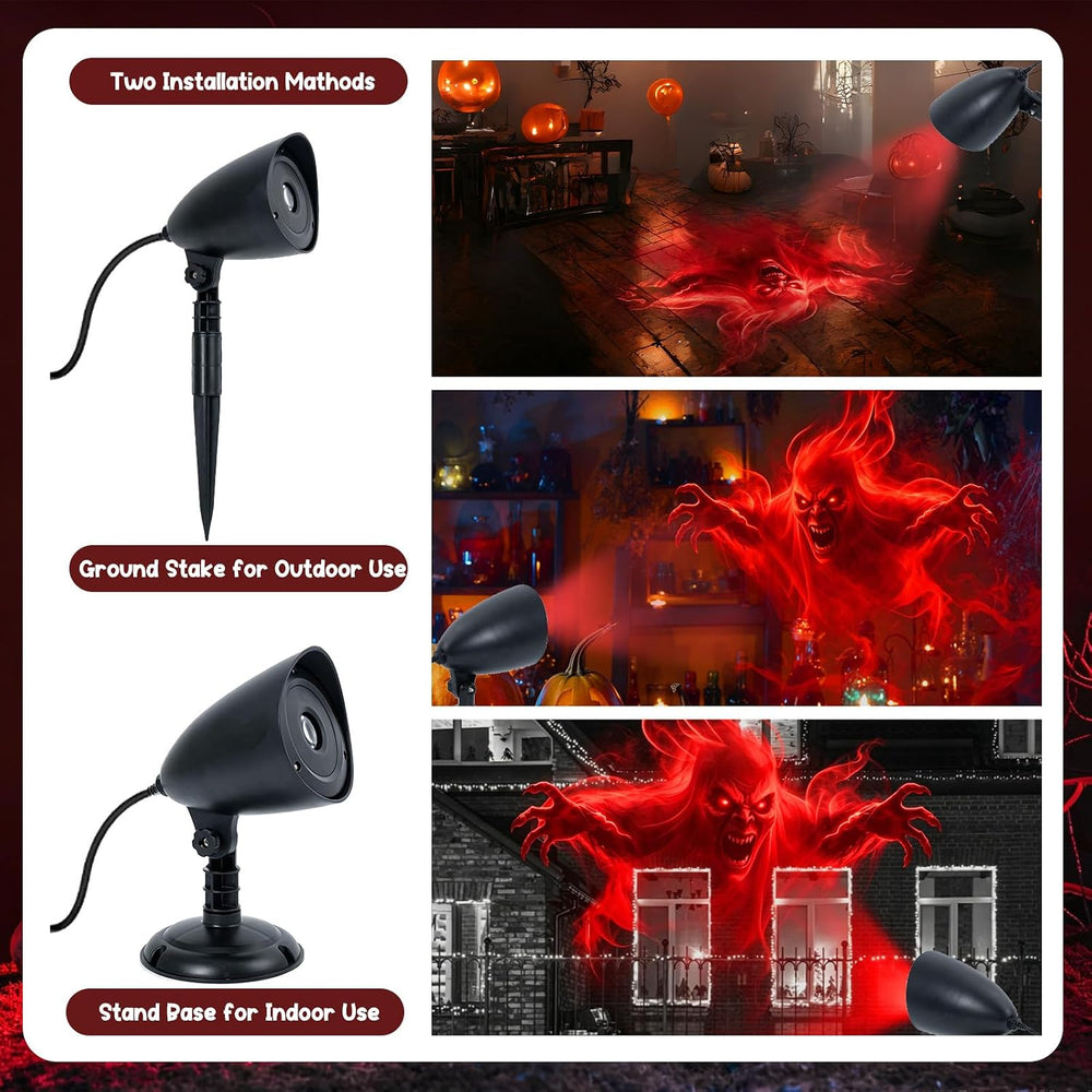 Halloween Projector Lights Outdoor,3D Dynamic Ghost Projector Light