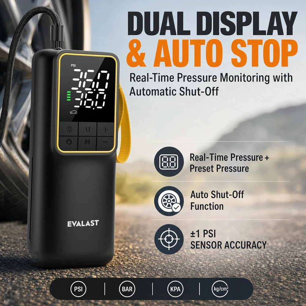 Rechargeable Tire Inflator, 150 PSI Portable Air Compressor