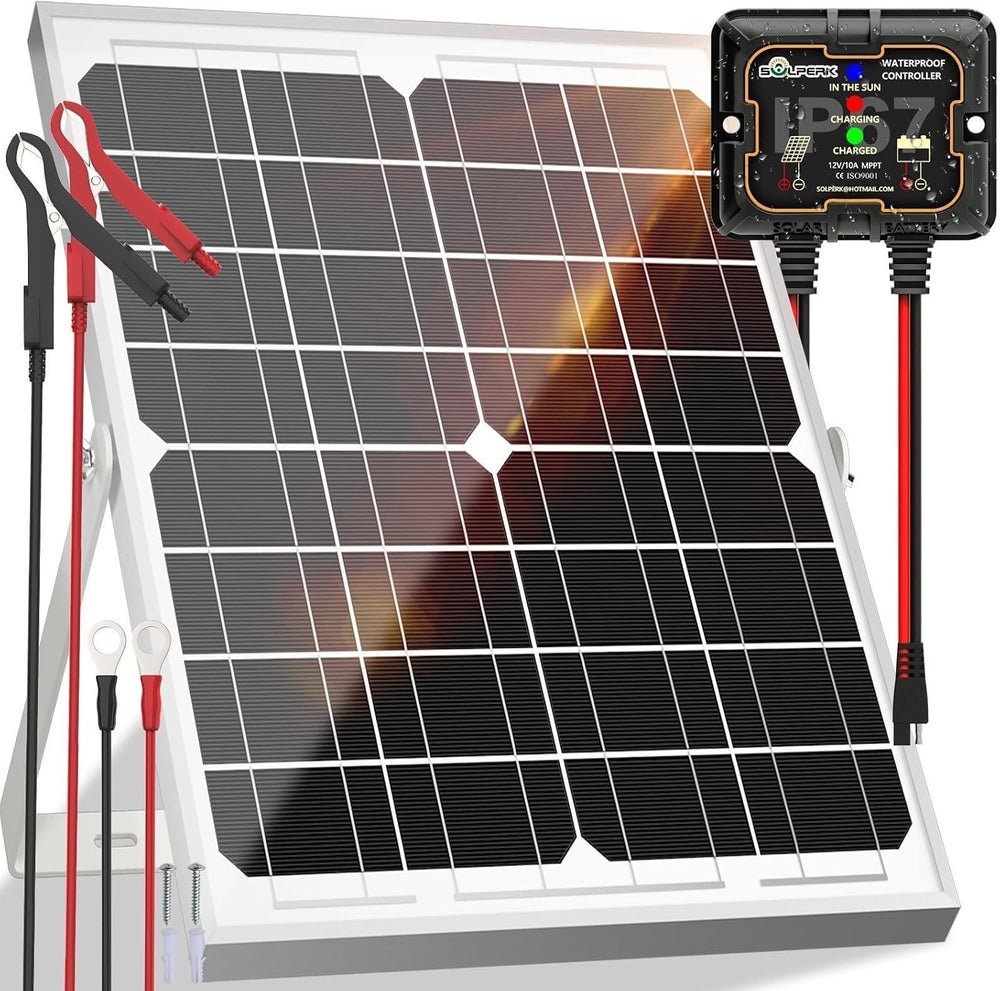 SOLPERK Solar Panel Kit, Waterproof Solar Battery Trickle Charger Maintainer ...
