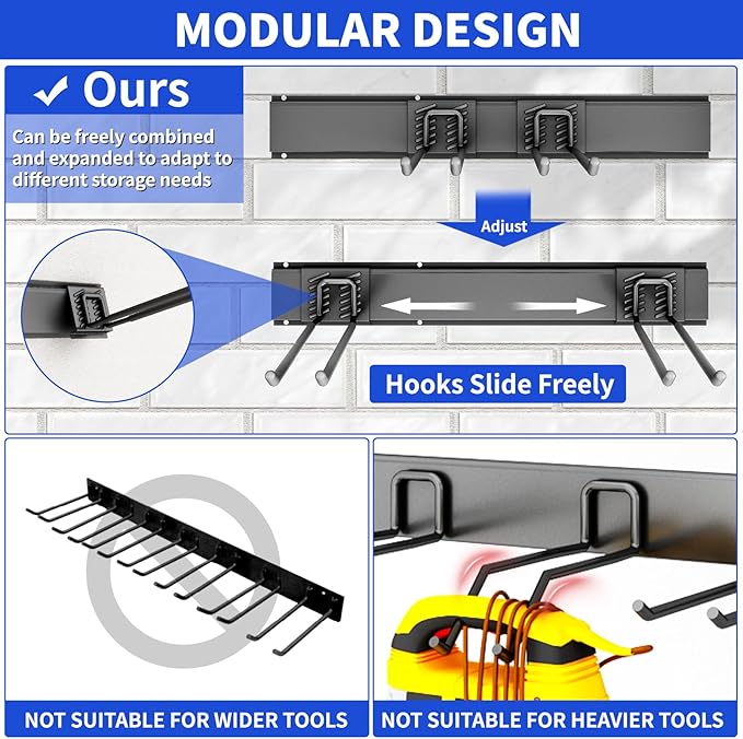 Garage Organization Tool Organizer Wall Mount, 48inch Heavy Duty Garden Tool