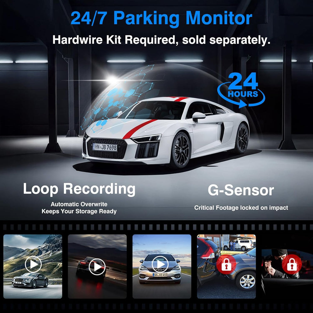 360ยฐ View 4 Channel Mirror Dash Cam Detached Side Camera for Cars