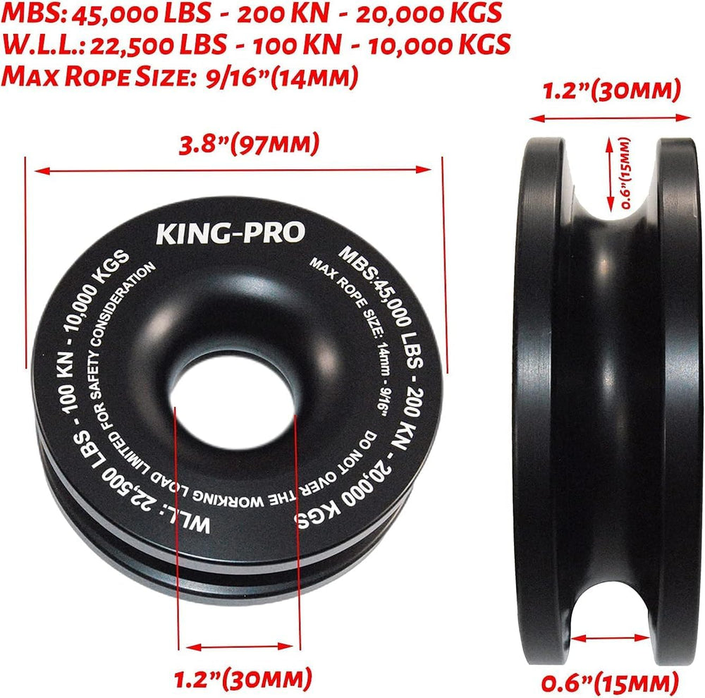 KING-PRO Recovery Ring 7/16"x20" 2PCS Soft Shackle 35,000lbs Breaki...