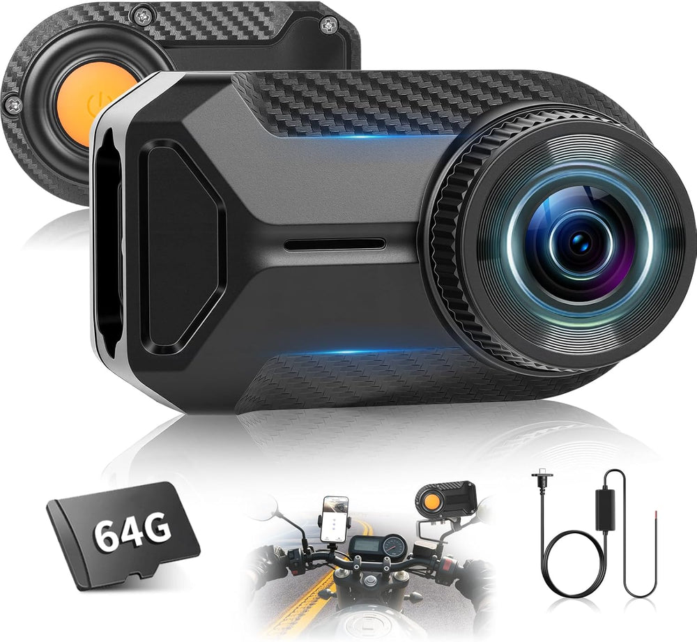 NHOPEEW Motorcycle Dash Cam 1080P/2K HD WiFi Mini Screenless Motorbike Drivin...