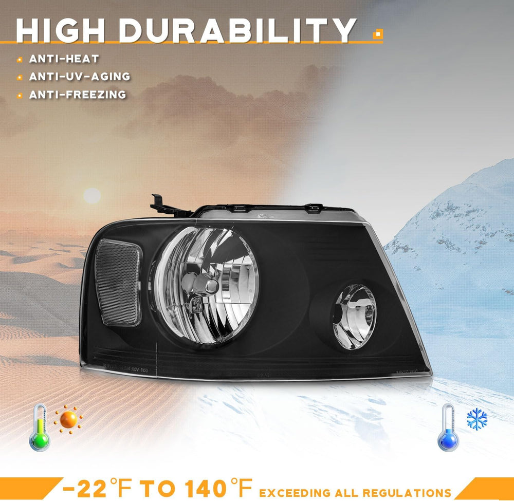 WEELMOTO Headlights for 2004-2008 Ford F150 Pickup / 06-08 Mark LT Headlight ...