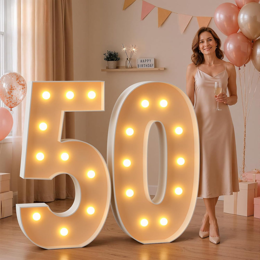 imprsv 4FT Marquee Numbers 50, Light Up Numbers for 50th Birthday Decor