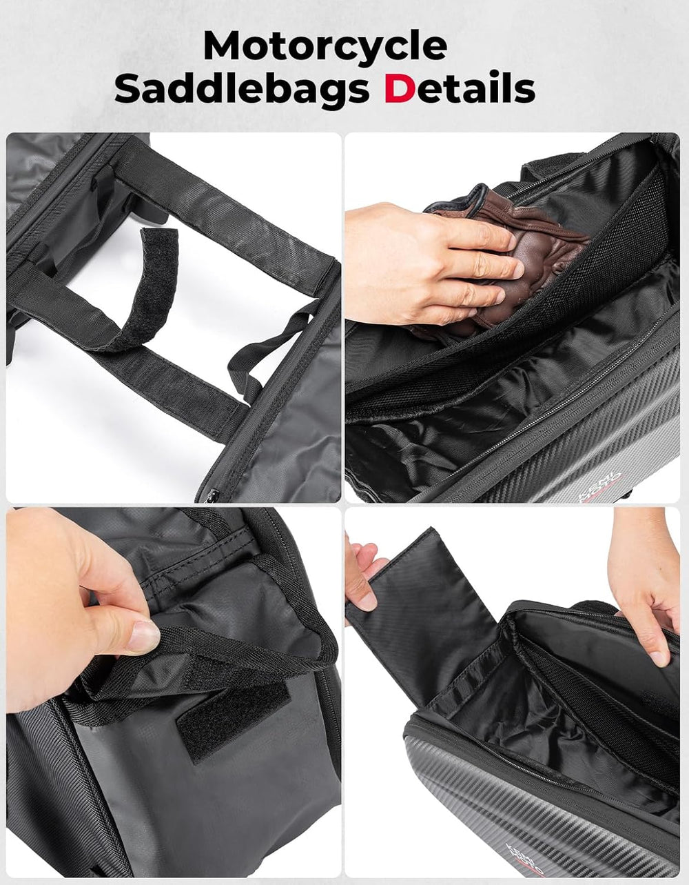 KEMIMOTO Motorcycle Saddlebags Expandable 20-30L Eva Hard Side Bag Compatible...