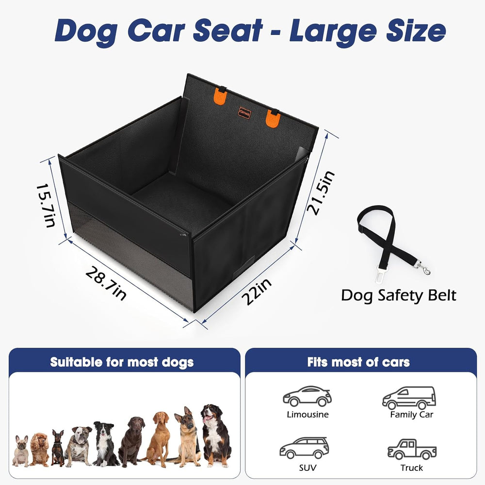 FURTIME Large Dog Car Seat, Upgraded PU Leather Back Seat Extender with Hard ...