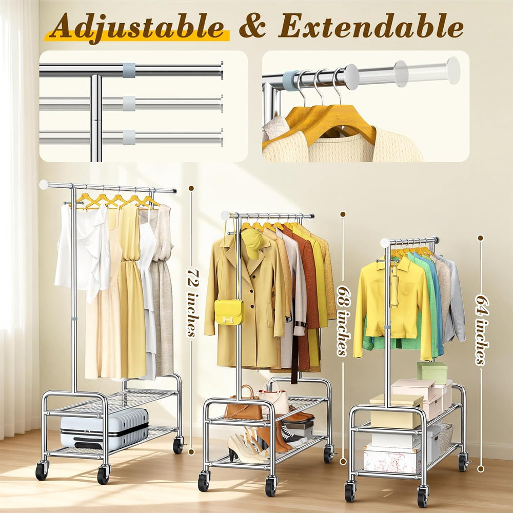 100% Stainless Steel Heavy Duty Clothes Rack Load 760LBS, Clothing Rack for H...