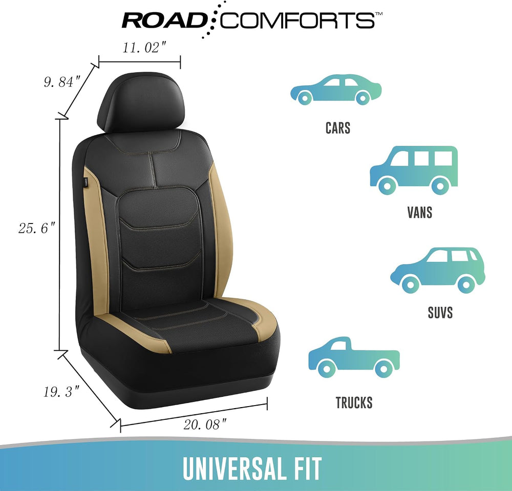 Road Comforts Seat Covers, Premium Leather Car Seat Covers Front Seats,Airbag...