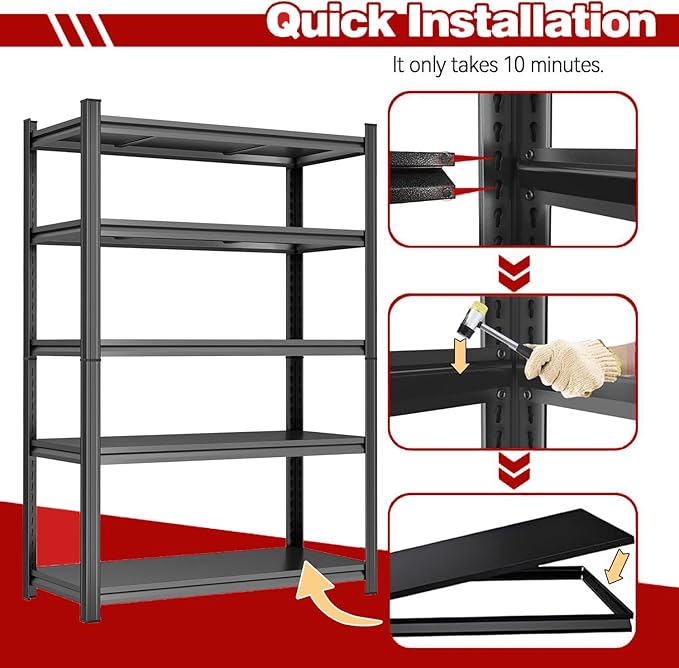Metal Garage Shelving Unit 2500LBS Heavy Duty Storage Shelves 4 Tier Adjustable
