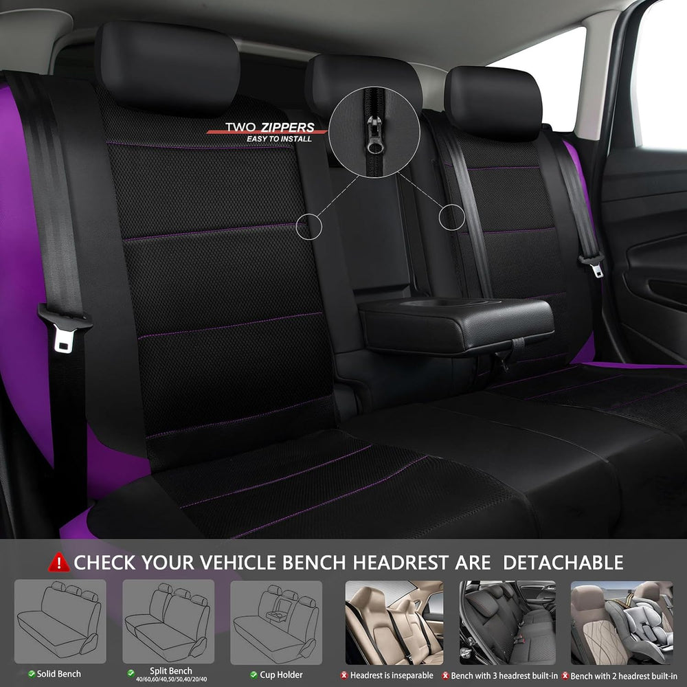 CAR PASS Leather Seat Covers, Breathable Universal Car Seat Cover Full Set fo...