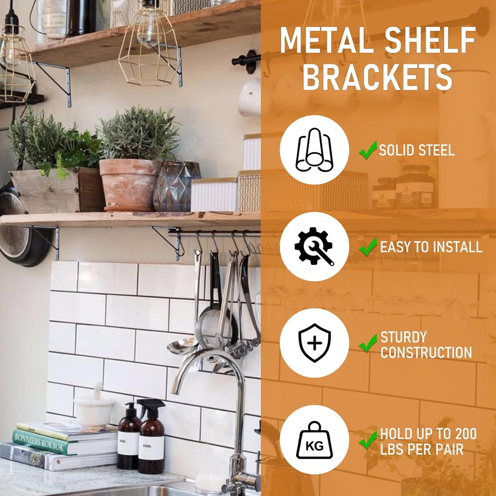 HOME MASTER HARDWARE Wall Shelf Brackets, 10x8 Inch L Brackets, 10 Pack