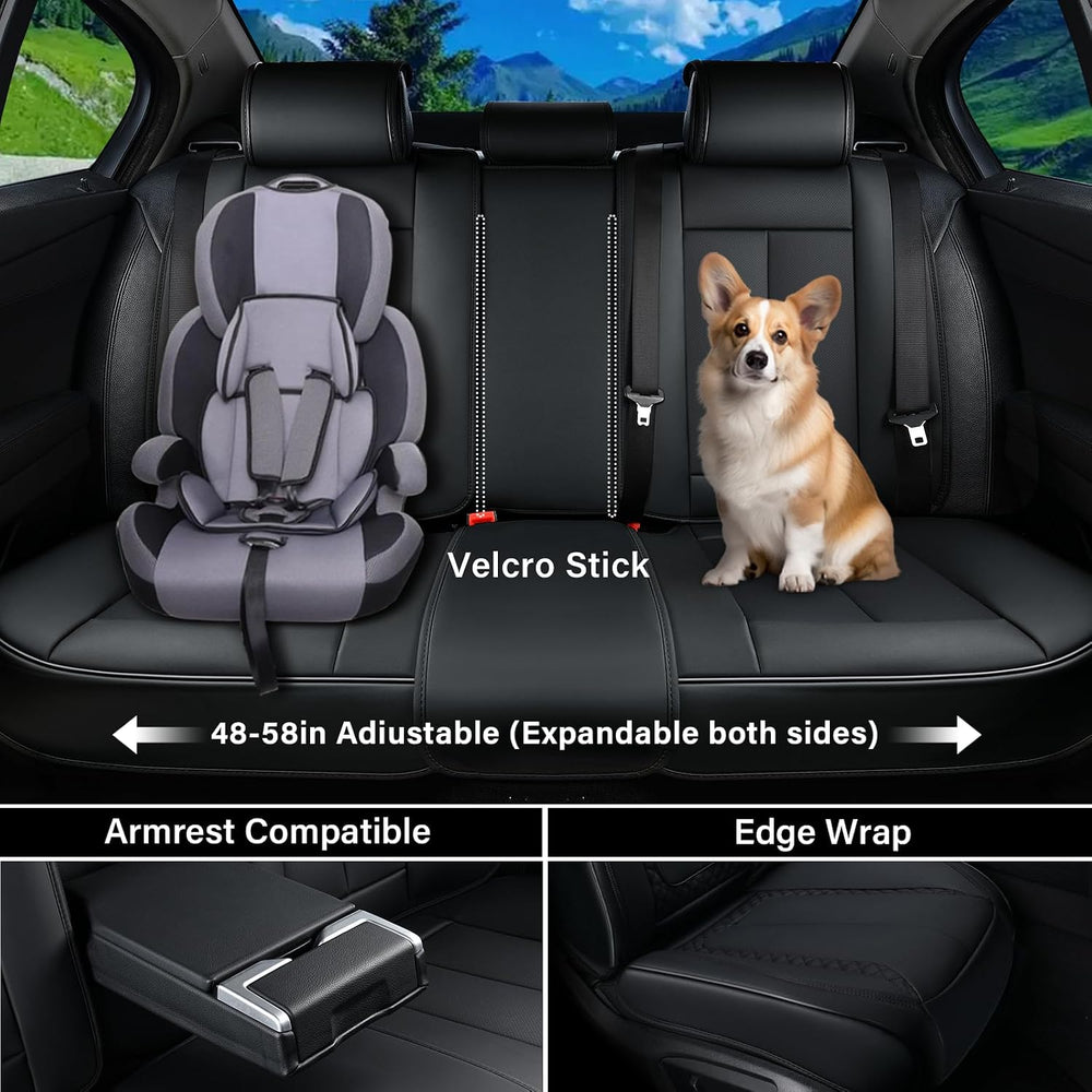 Coverado Car Seat Cover Full Set, Black Seat Covers Front Seats Back Seat Cov...