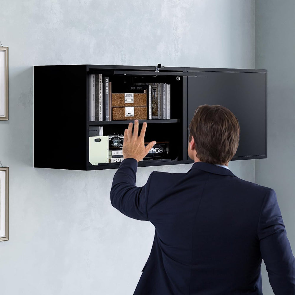 MIIIKO Wall Cabinet with Door and Shelf, Wall Mounted Garage Tool Cabinets, L...