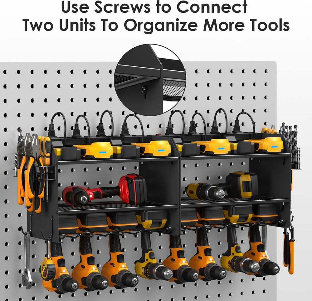 CCCEI Modular Power Tool Organizer Wall Mount Charging Station, Black 6 Drill...