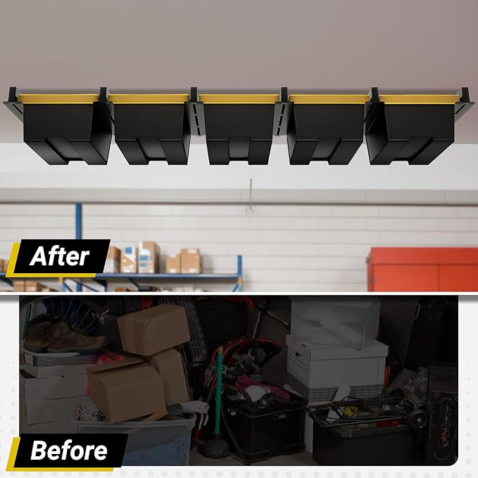 5-bin Overhead Garage Storage Rack, Heavy Duty Ceiling Storage Racks, Powder