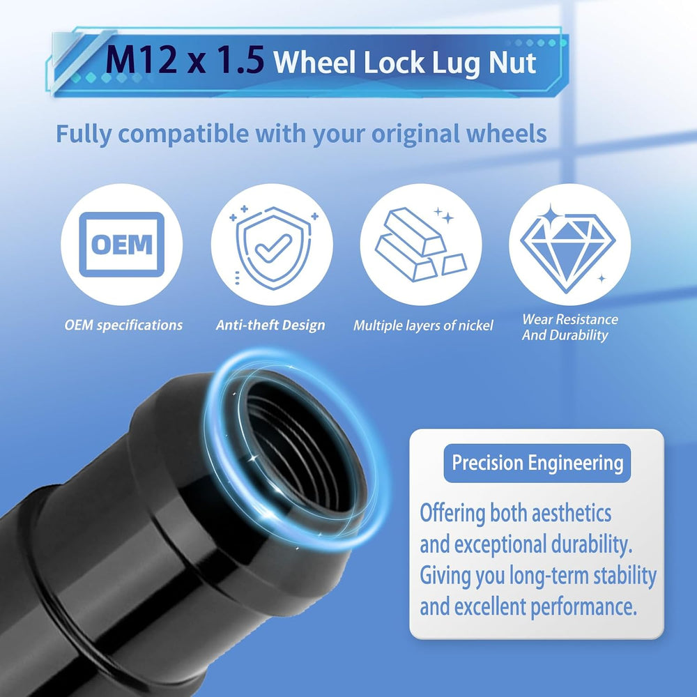 24526 Wheel Lock Lug Nut M12x1.5 Anti Theft Fit for 1991-2002 Chevy S-10 Blaz...
