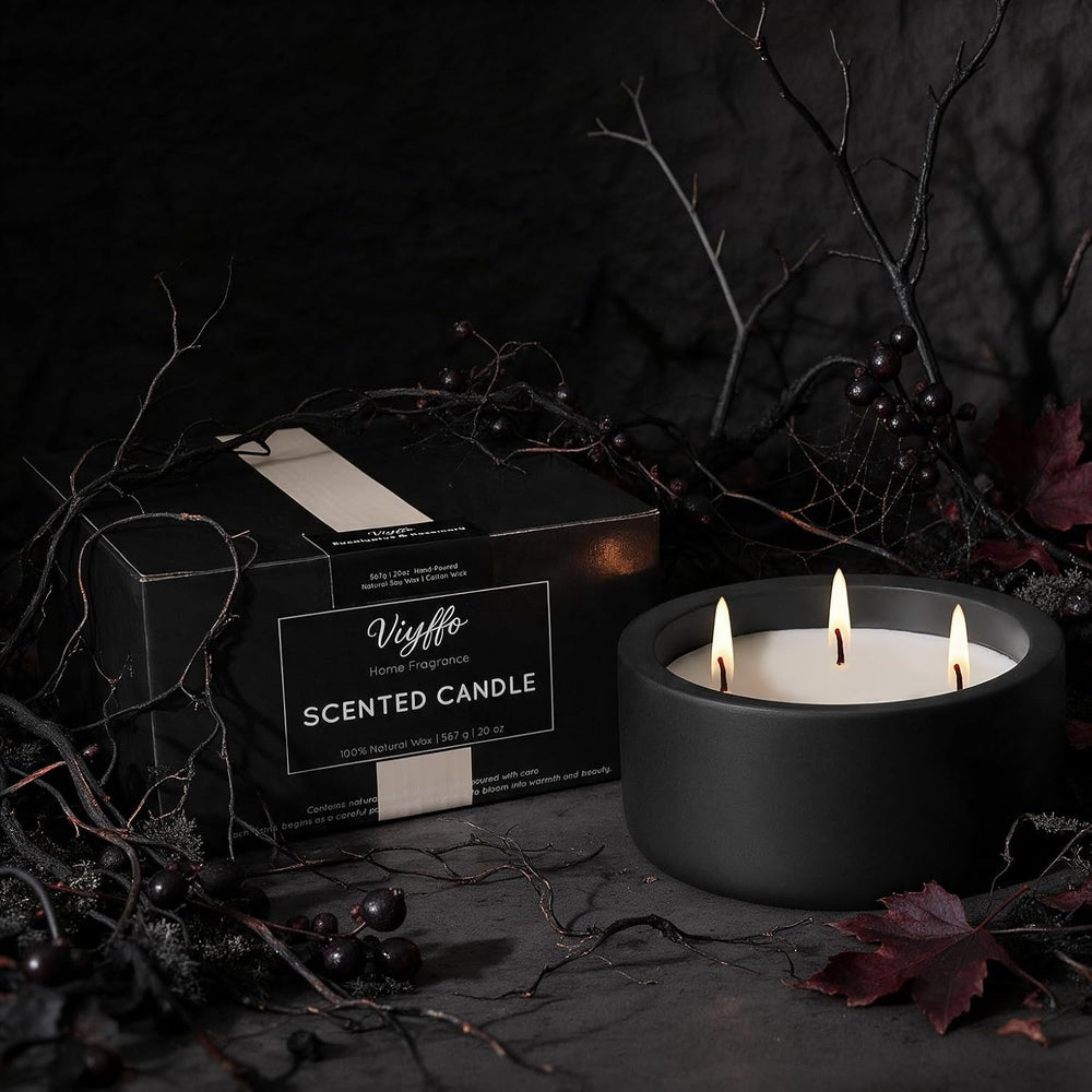 Viyffo 20oz Large Fall Scented Candle โ Eucalyptus & Rosemary, 3 Wick Non...