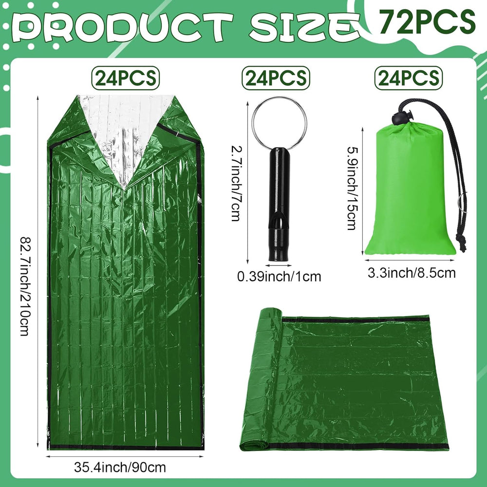 Qunclay 24 Set Emergency Sleeping Bag Survival Bivvy Sack Whistles