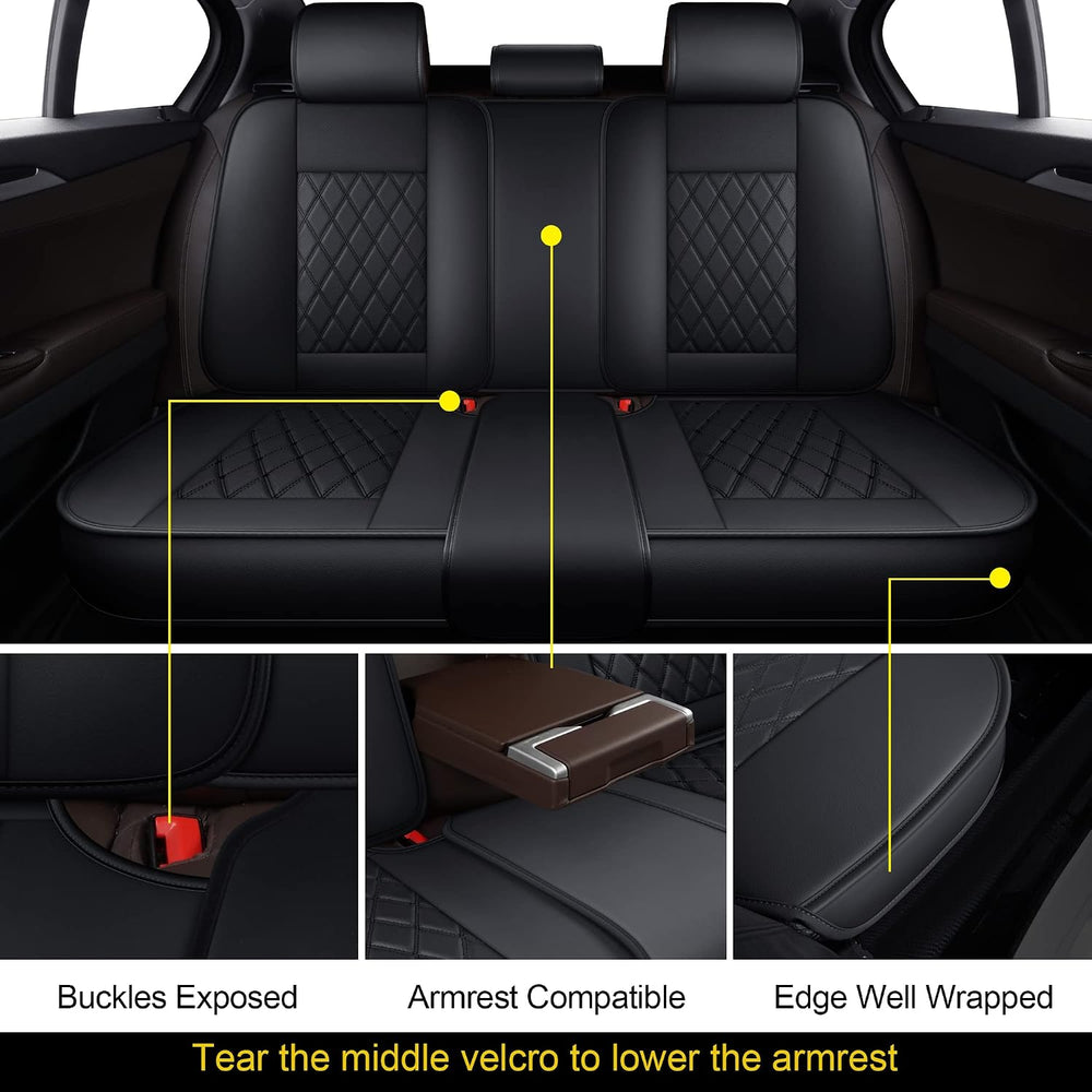 MIROZO Seat Covers Full Set, Leather Car Seat Covers for Sedan SUV Truck
