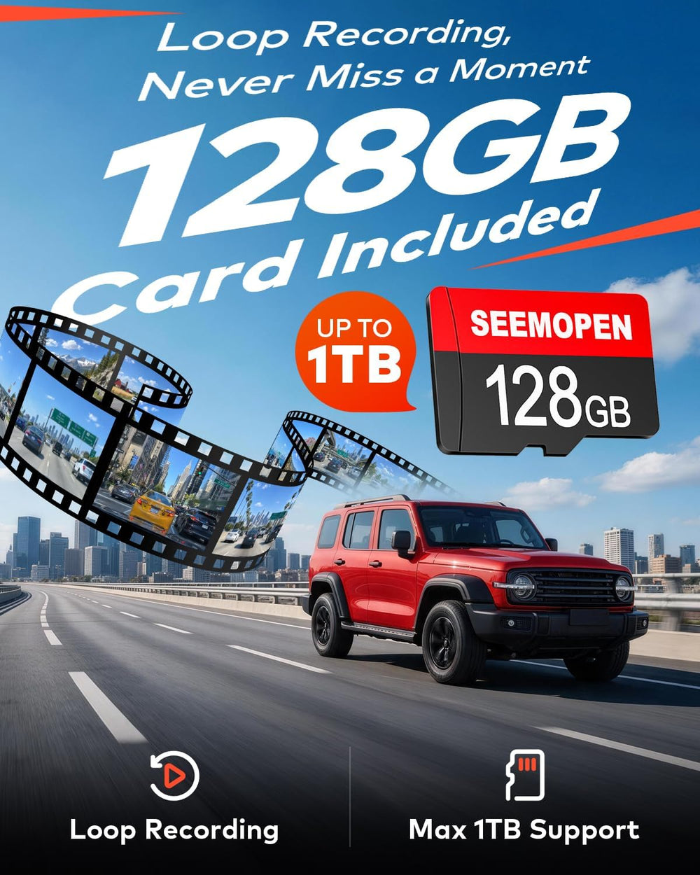 4K+4K Dash Cam Front and Rear, 2 HDR Night Vision, Free 128GB Card