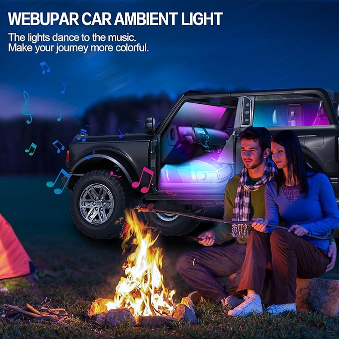 WEBUPAR Dreamcolor Acrylic Interior Car Lights, 10 in 1 LED Strip Lights