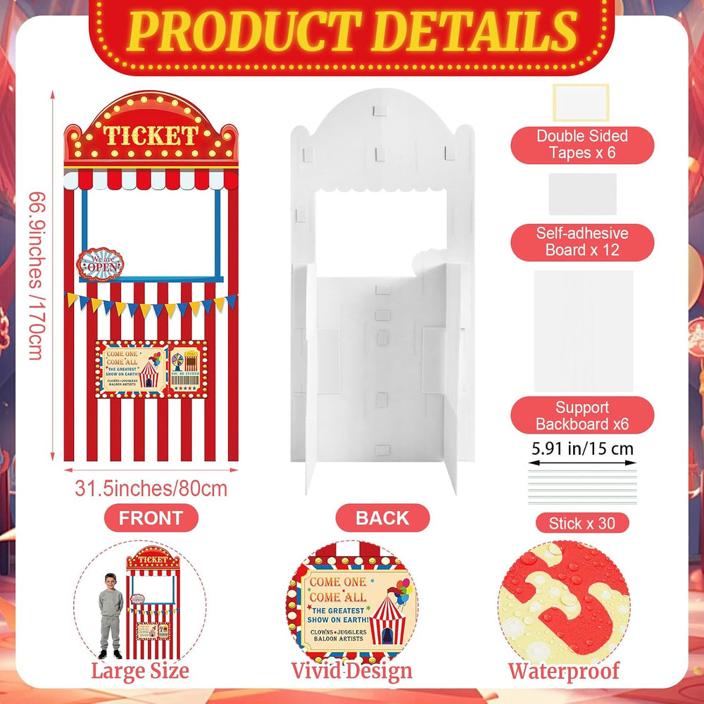 5.6Ft Carnival Ticket Booth Photo Prop Standup Halloween Decorations