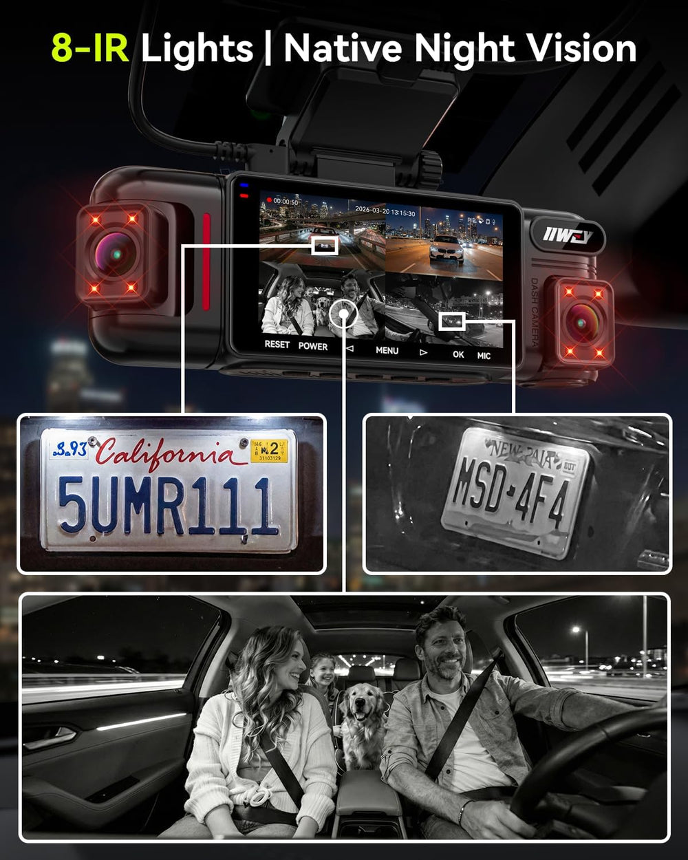 IIWEY N6 PRO 4K STARVIS 2 4-Channel Dash Cam 360ยฐ View, Free 128GB Card