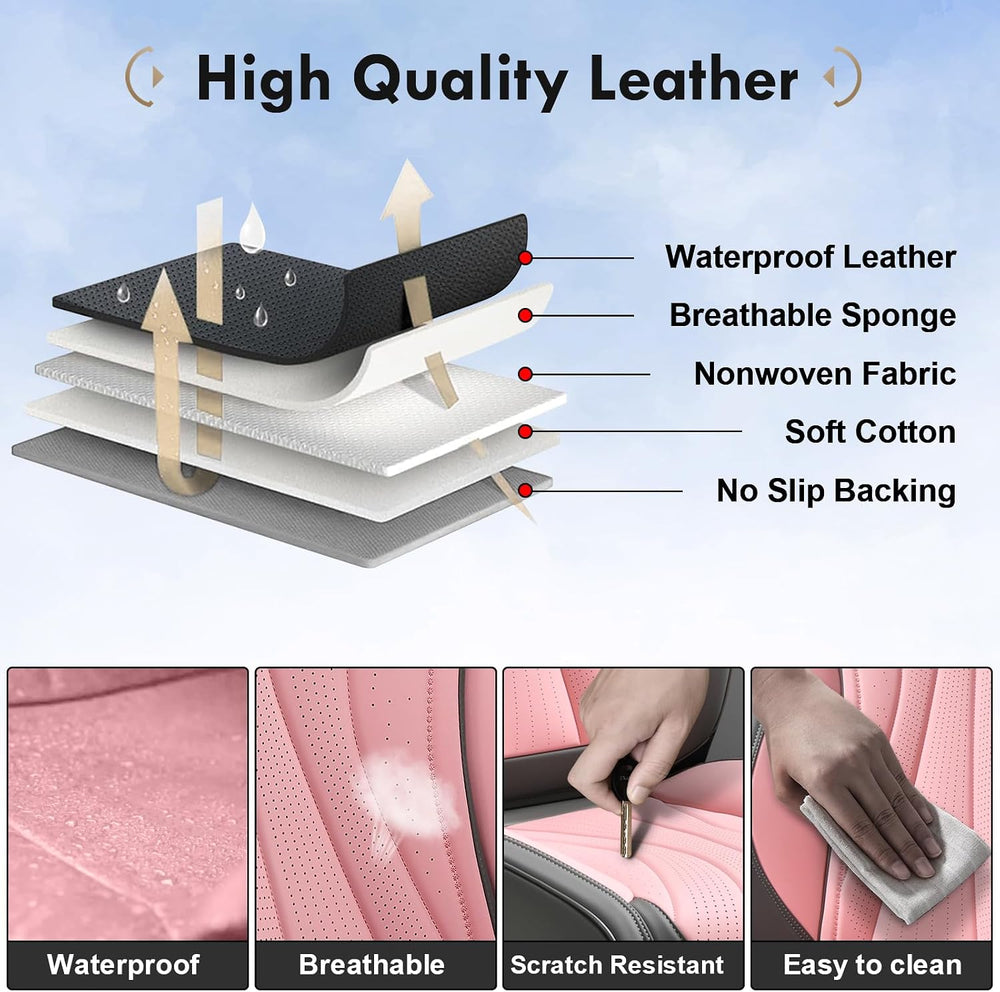 Coverado Car Seat Covers Full Set, Universal Seat Cover for Cars, Luxury Faux...
