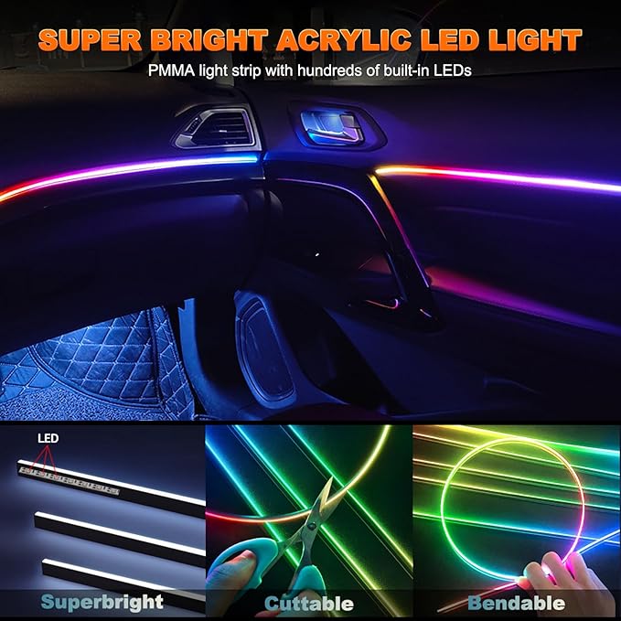 Car LED Strip Lights, Interior Acrylic LED Lights