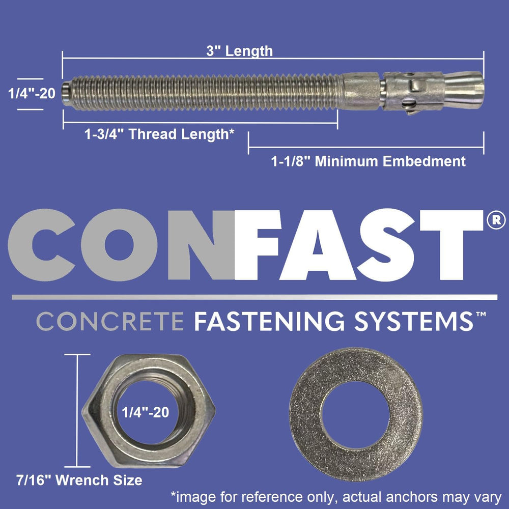 CONFAST 1/4" x 3" Stainless Steel Wedge Anchor (100 per Box)