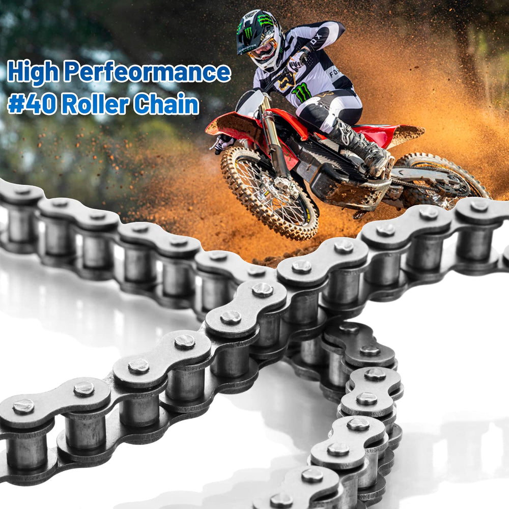 ANSI #40 Roller Chain, 10 Feet 240 Links with 5 Connecting Links, 1/2 Inch Pi...