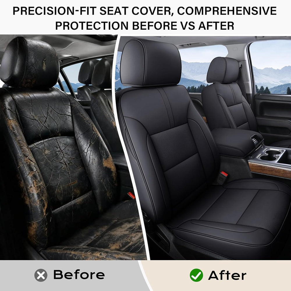 Coverado Chevy Silverado Seat Covers, Faux Leather Seat Covers Fit for Chevy ...