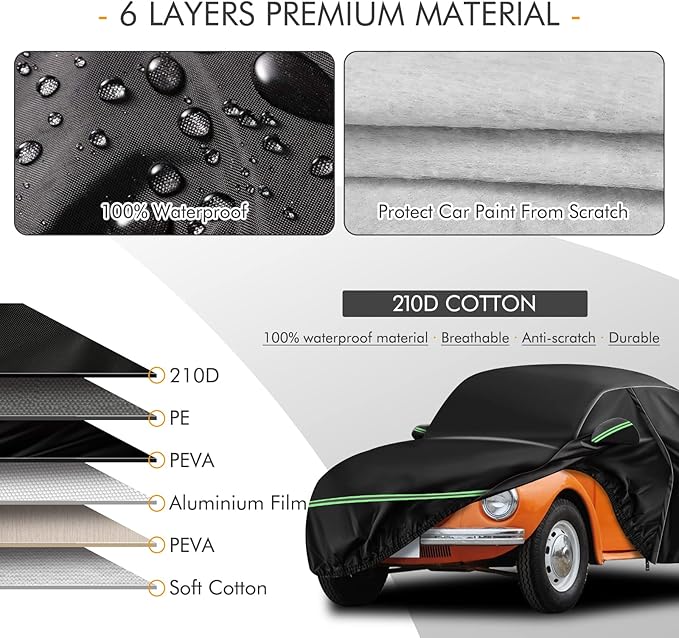 for VW 1960-1980 Volkswagen Beetle Bug Sedan 2-Door Saloon Car Covers 210D