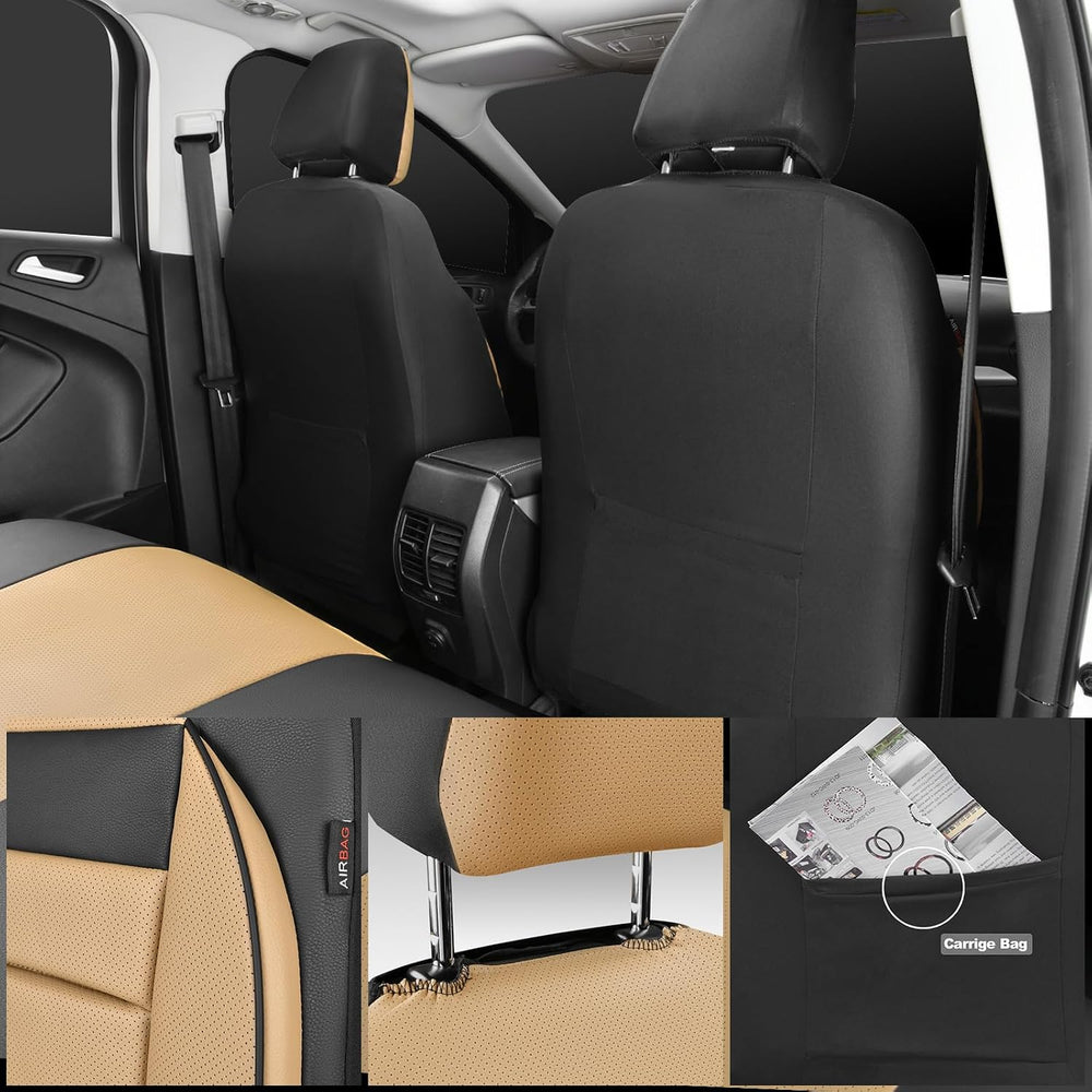 CAR PASS Faux Leather Car Seat Covers Front Seats Only, 3D Foam Support Car S...
