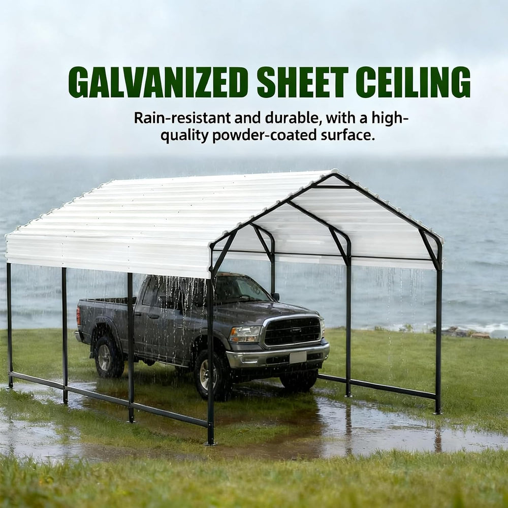 Metal Carport Heavy Duty 12x20ft Outdoor Galvanized Steel Car Port, Vehicle C...