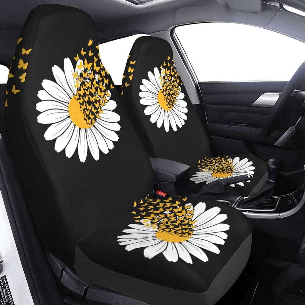 Sunflower Daisy Butterfly 2 Pcs Car Seat Covers Set Vehicle Front Seat Protec...