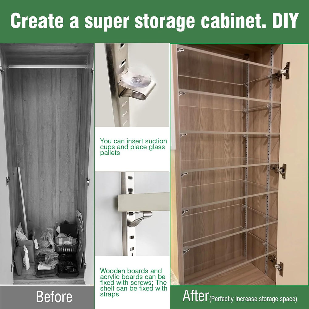 8 Pcs 36 Inch Shelf Pilaster with 40 Clips and 72 Screws, Adjustable Shelf Br...