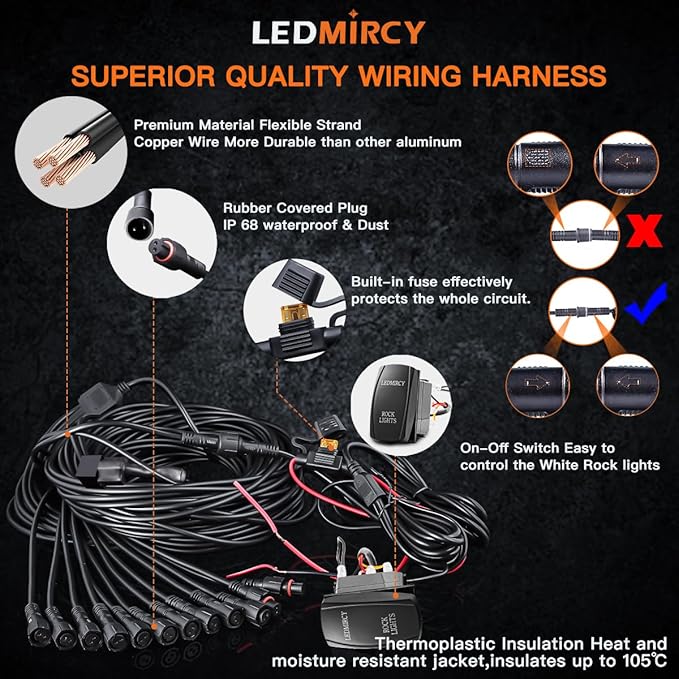 R4 Pure White LED Rock Lights Kit