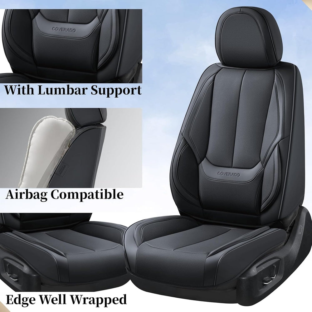 Coverado Seat Covers Full Set, Black Seat Covers for Cars 5 Seats, Car Seat P...