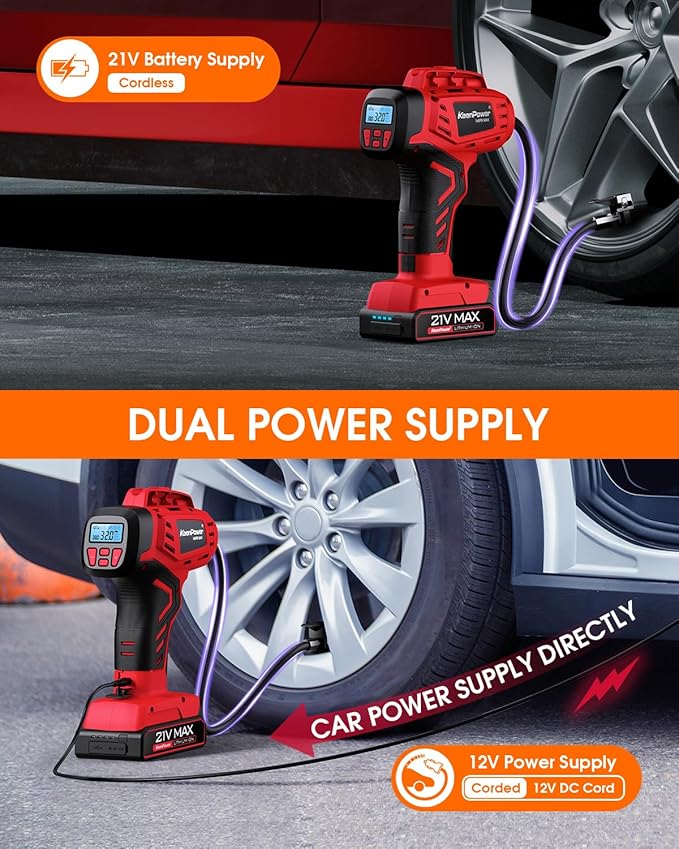 Digital Cordless Tire Inflator Portable Air Compressor Automatic 160PSI w/Gauge