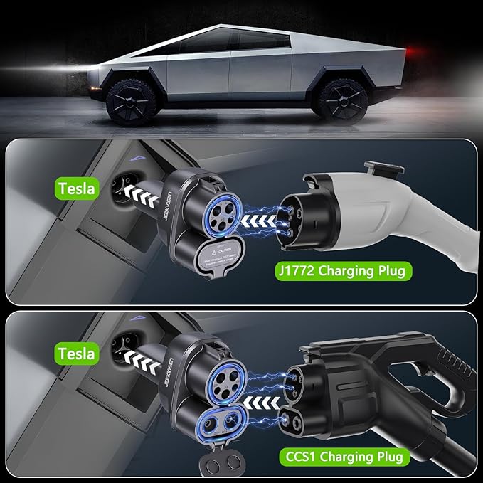 2025 Upgraded Cybertruck 2 in1 CCS & J1772 to Tesla Adapter, 250KW Fast C...