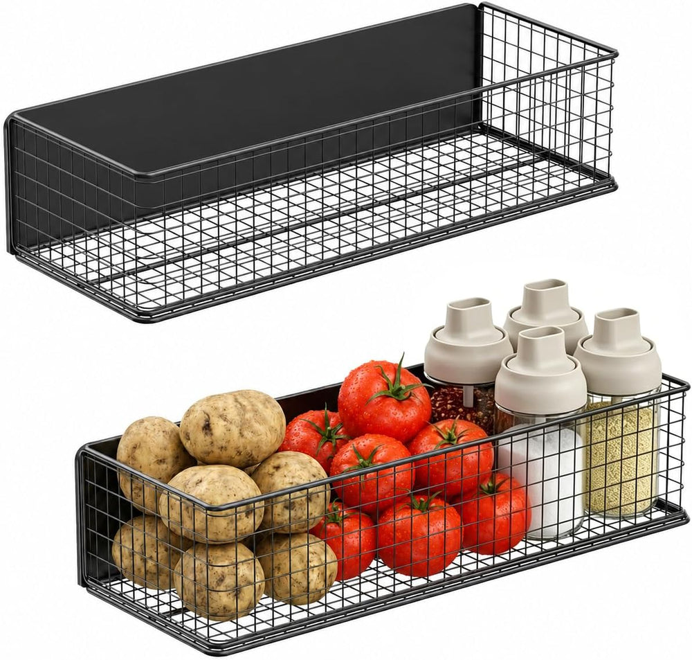 ULIBERMAGNET Magnetic Baskets Fridge Organizers, Large Capacity Metal Wire Me...