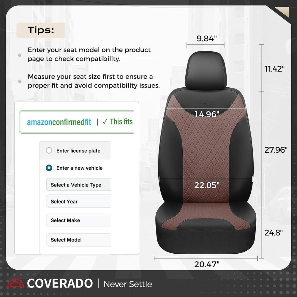 Coverado Car Seat Covers Full Set, Leather Seat Covers for Front and Back Sea...