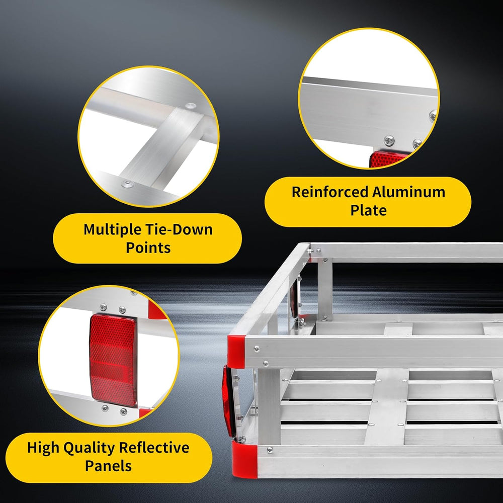 MaxxHaul 70108 Aluminum Cargo Carrier With High Side Rails- Trailer Hitch Mou...